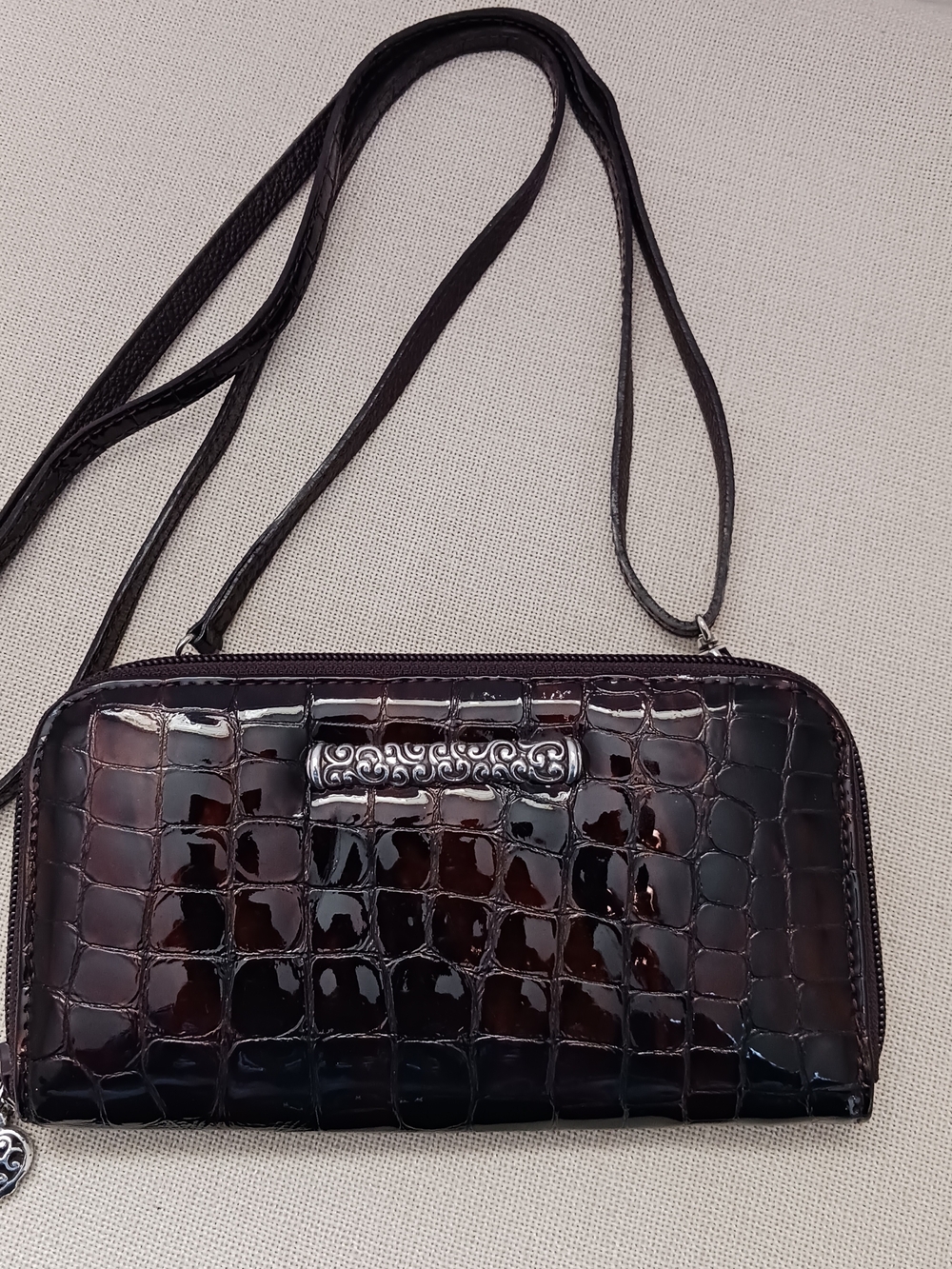 VTG Brighton 90s Croc Print Brown Crossbody Purse Bag Y2K Wallet Purse 1990s